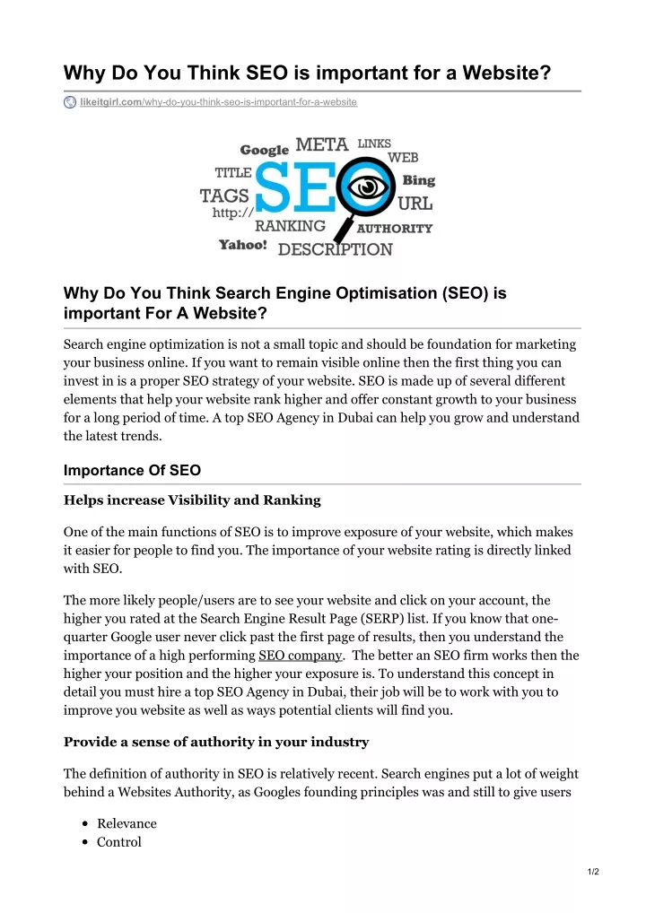 why do you think seo is important for a website