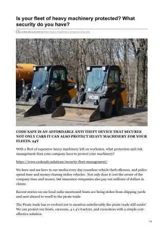Is your fleet of heavy machinery protected? | What security do you have?