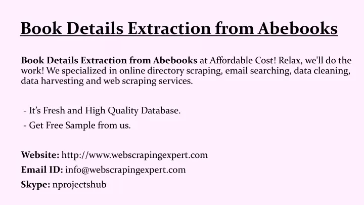 book details extraction from abebooks