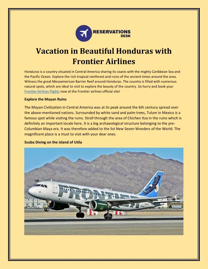 vacation in beautiful honduras with frontier