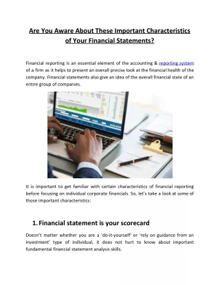 Are You Aware About These Important Characteristics of Your Financial Statements?