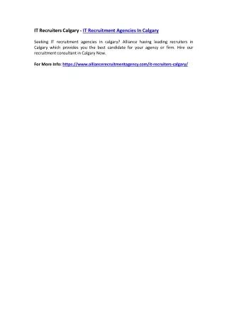 it recruiters calgary it recruitment agencies