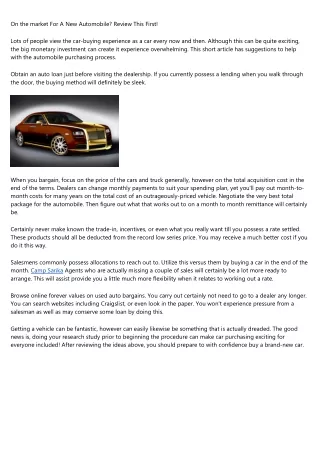 on the market for a new automobile review this