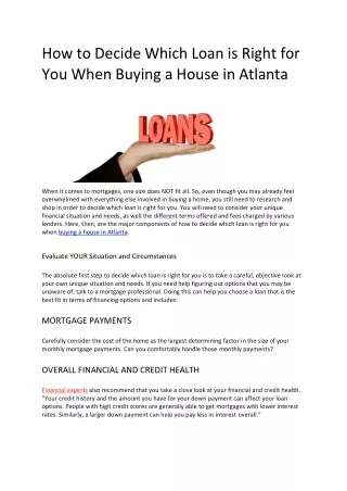 how to decide which loan is right for you when