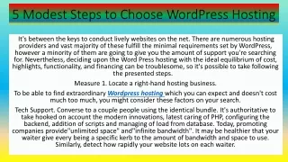 5 modest steps to choose wordpress hosting
