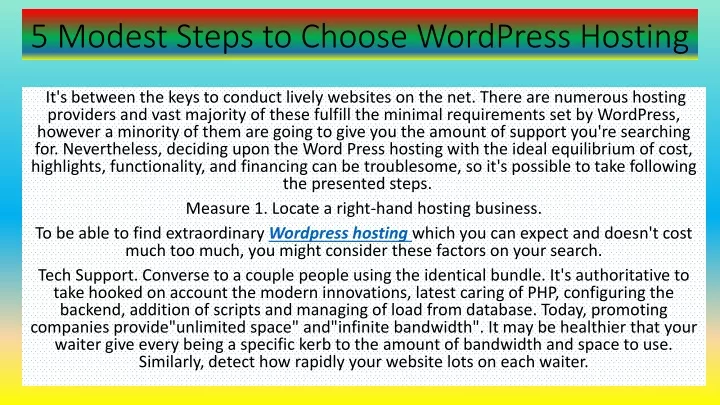 5 modest steps to choose wordpress hosting