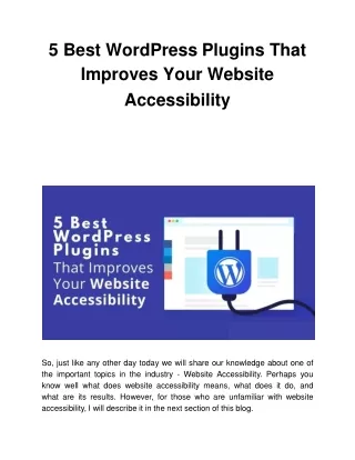 5 best wordpress plugins that improves your website accessibility