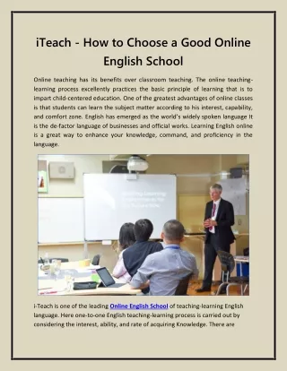 iTeach - How to Choose a Good Online English School