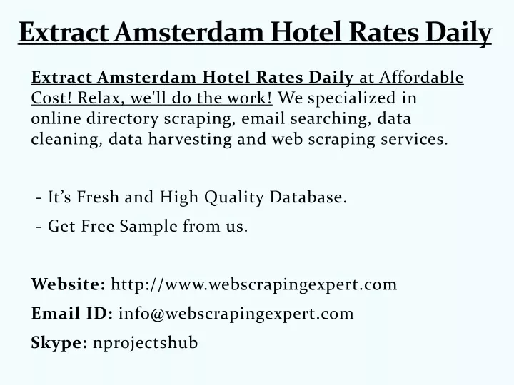 extract amsterdam hotel rates daily