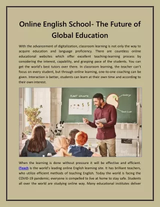 Online English School- The Future of Global Education