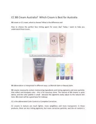 CC BB Cream Australia? Which Cream is Best for Australia?