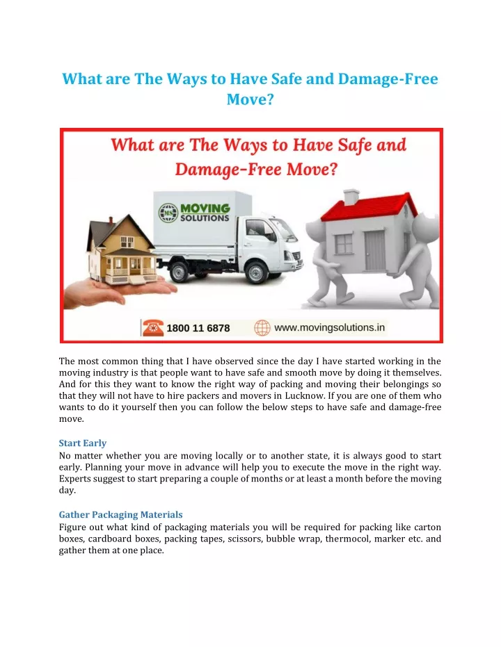 what are the ways to have safe and damage free