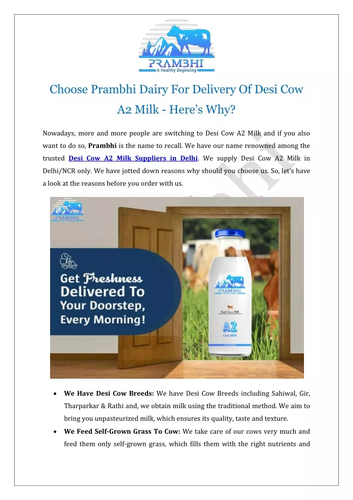 choose prambhi dairy for delivery of desi cow