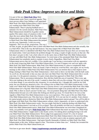 male peak ultra improve sex drive and libido