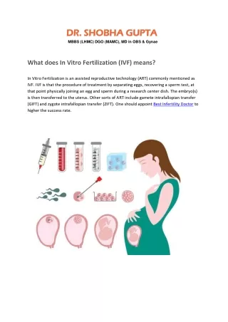 What does In Vitro Fertilization (IVF) means?