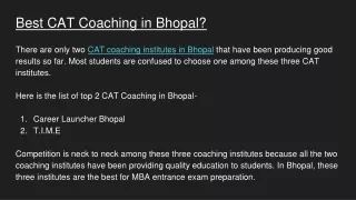 Coaching Classes for CAT in Bhopal