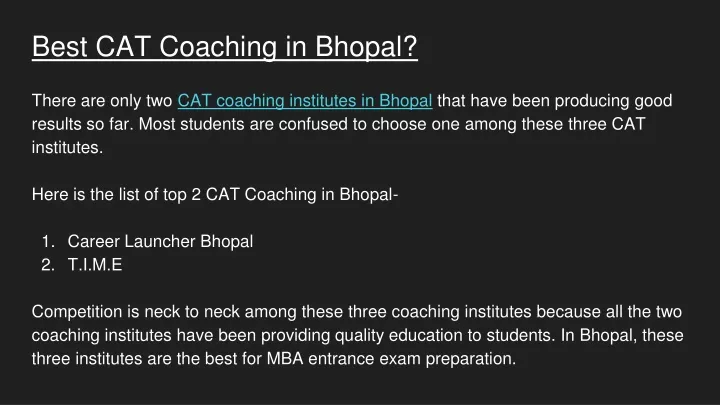 best cat coaching in bhopal