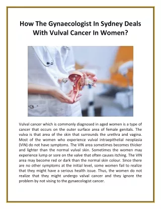 How The Gynaecologist In Sydney Deals With Vulval Cancer In Women?