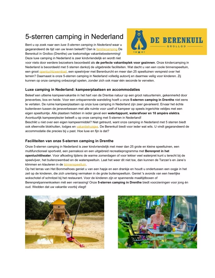 5 sterren camping in nederland