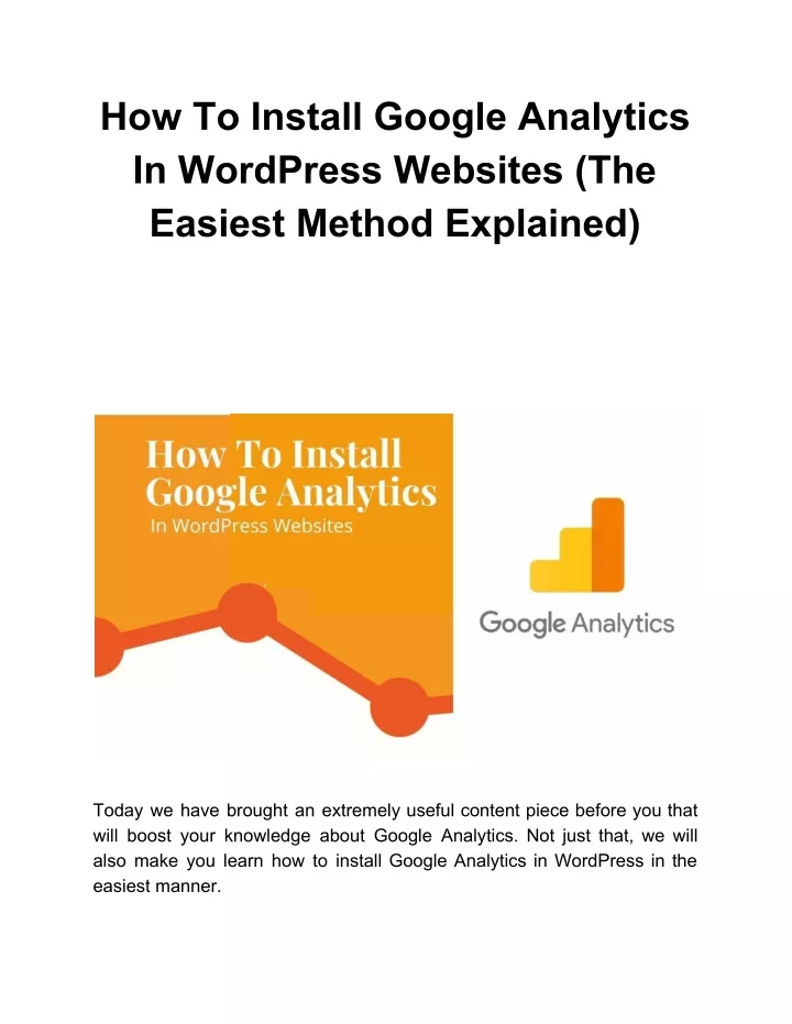 how to install google analytics in wordpress