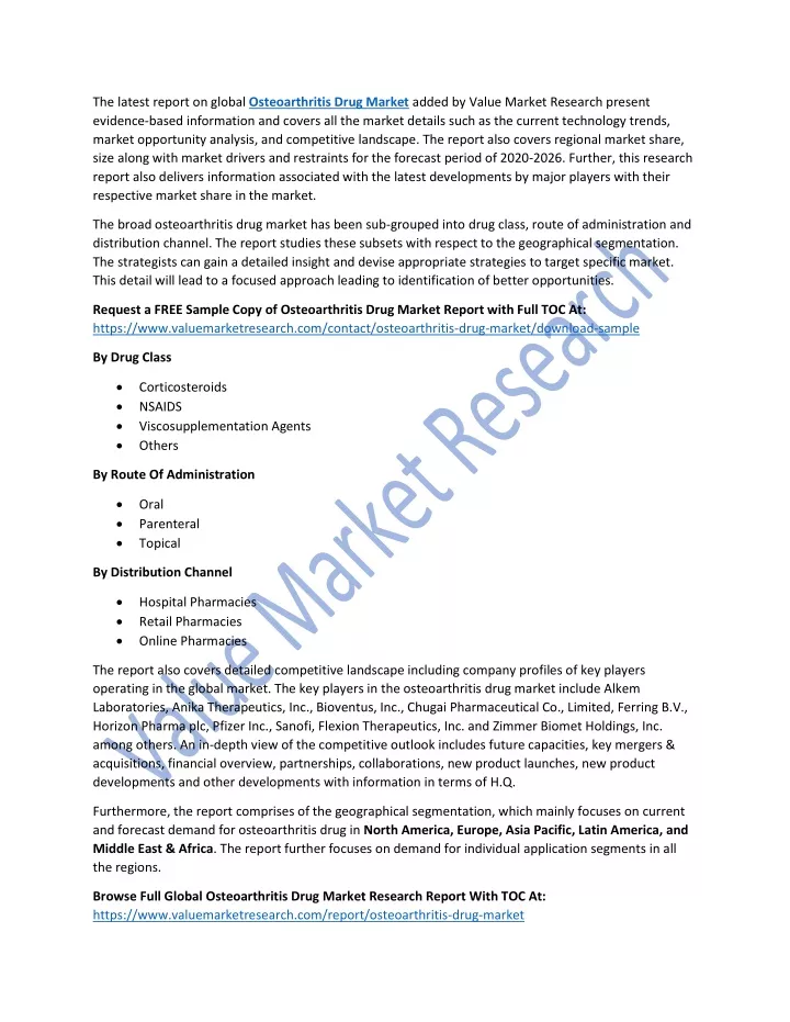 the latest report on global osteoarthritis drug