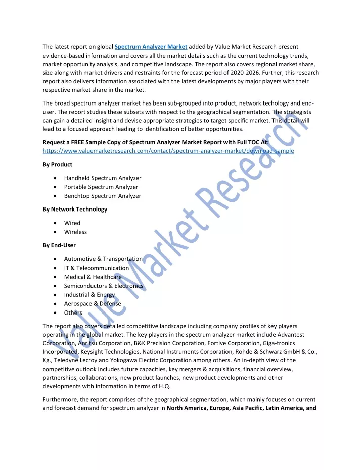 the latest report on global spectrum analyzer