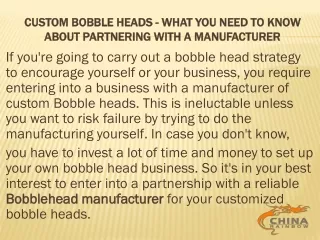 Custom Bobble heads - What You Need to Know about Partnering with a Manufacturer