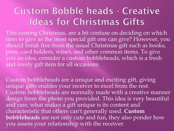 custom bobble heads creative ideas for christmas gifts