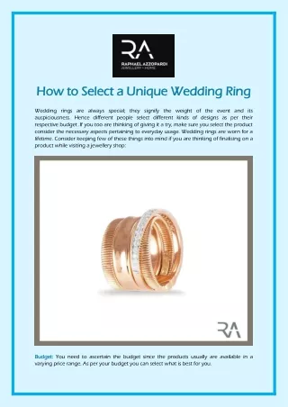 how to select a unique wedding ring how to select