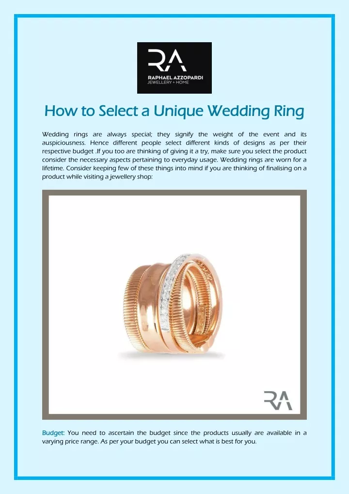how to select a unique wedding ring how to select