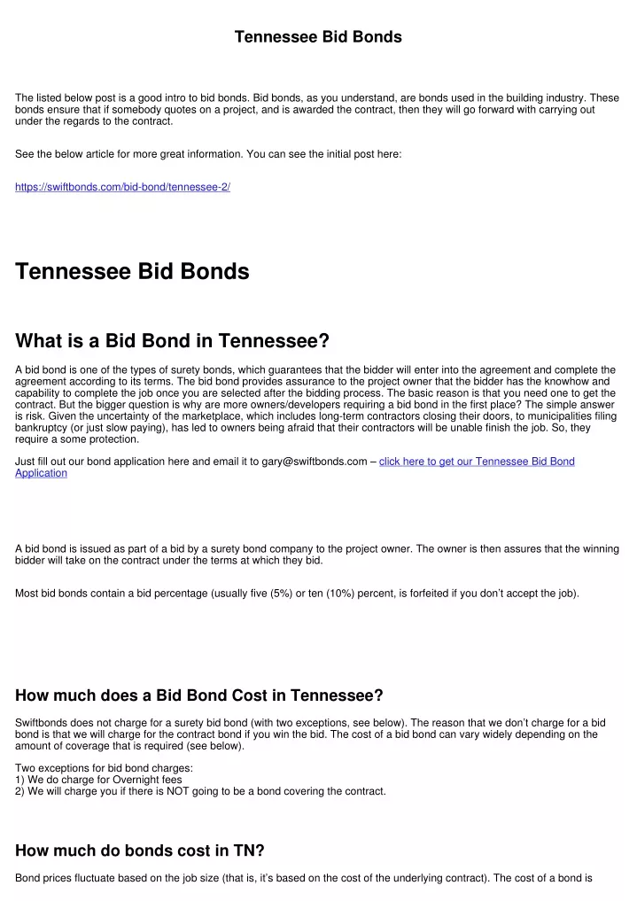 tennessee bid bonds