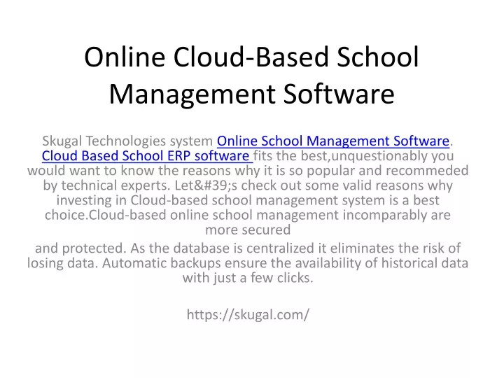 online cloud based school management software