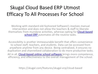 skugal cloud based erp utmost efficacy to all processes for school