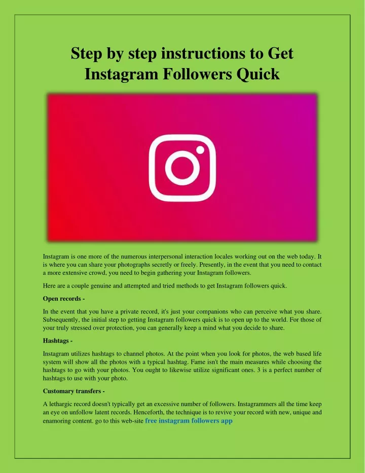 step by step instructions to get instagram