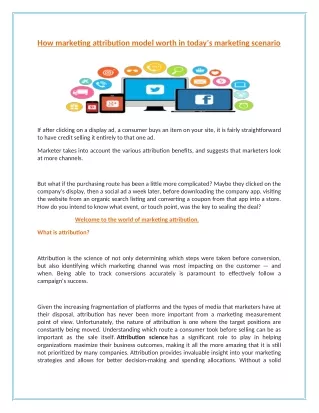how marketing attribution model worth in today