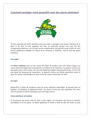 comment prot ger votre propri t avec des stores