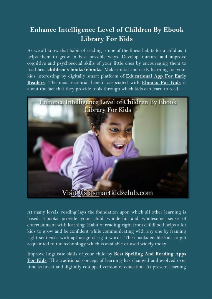 enhance intelligence level of children by ebook
