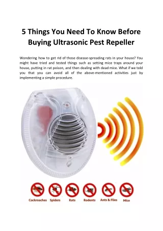 5 Things You Need To Know Before Buying Ultrasonic Pest Repeller