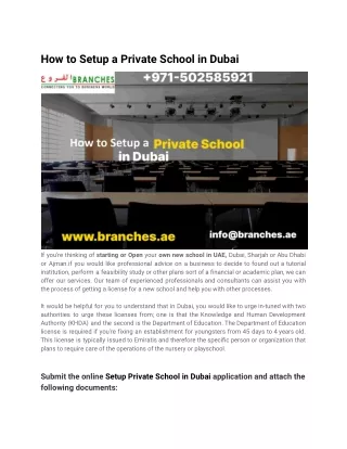 How to Setup Private School in Dubai