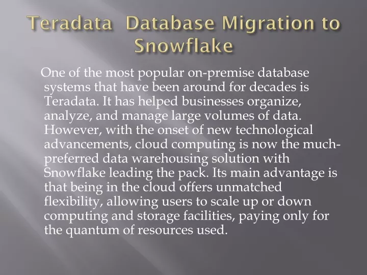 teradata database migration to snowflake
