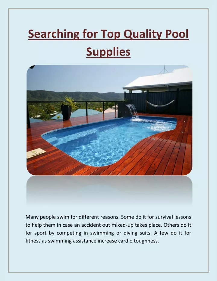 searching for top quality pool supplies