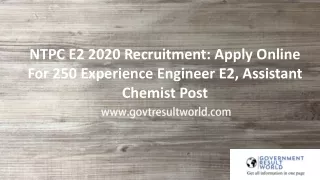ntpc e2 2020 recruitment apply online