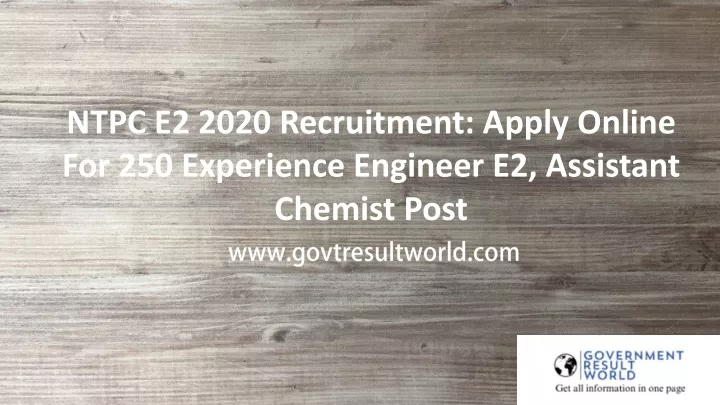ntpc e2 2020 recruitment apply online