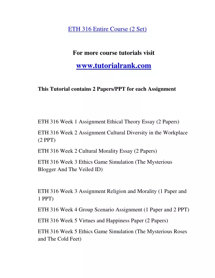 eth 316 entire course 2 set