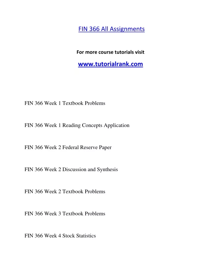 fin 366 all assignments