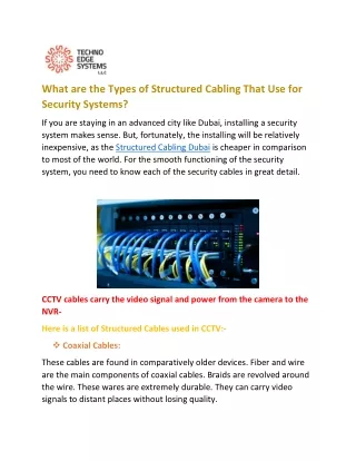 what are the types of structured cabling that