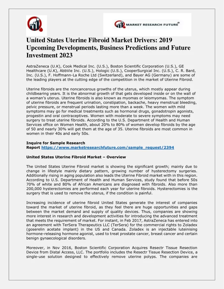united states uterine fibroid market drivers 2019