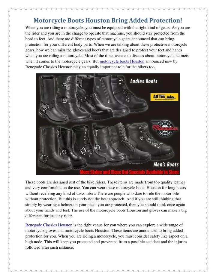 motorcycle boots houston bring added protection