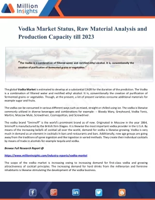 vodka market status raw material analysis