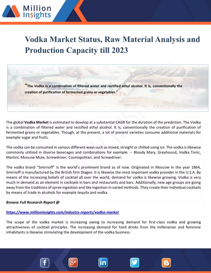 vodka market status raw material analysis